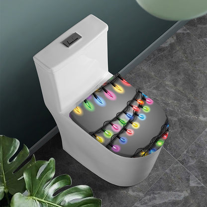 Christmas Holiday Lights Print Toilet Lid Cover