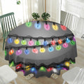 Christmas Holiday Lights Print Waterproof Round Tablecloth