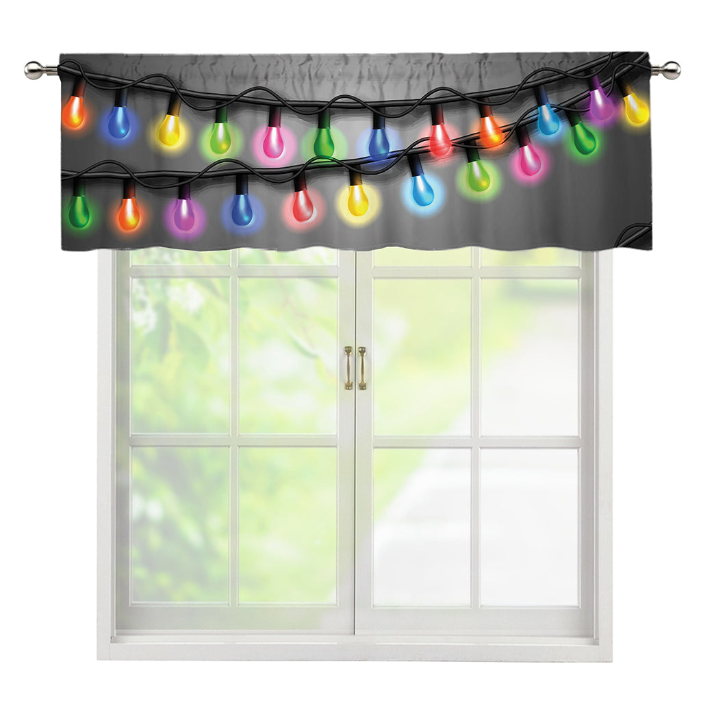 Christmas Holiday Lights Print Window Valance