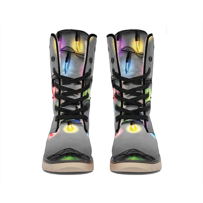Christmas Holiday Lights Print Winter Boots