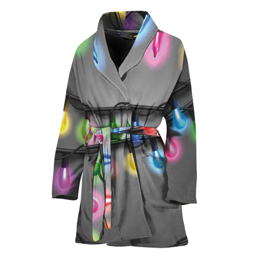 Christmas Holiday Lights Print Women's Bathrobe