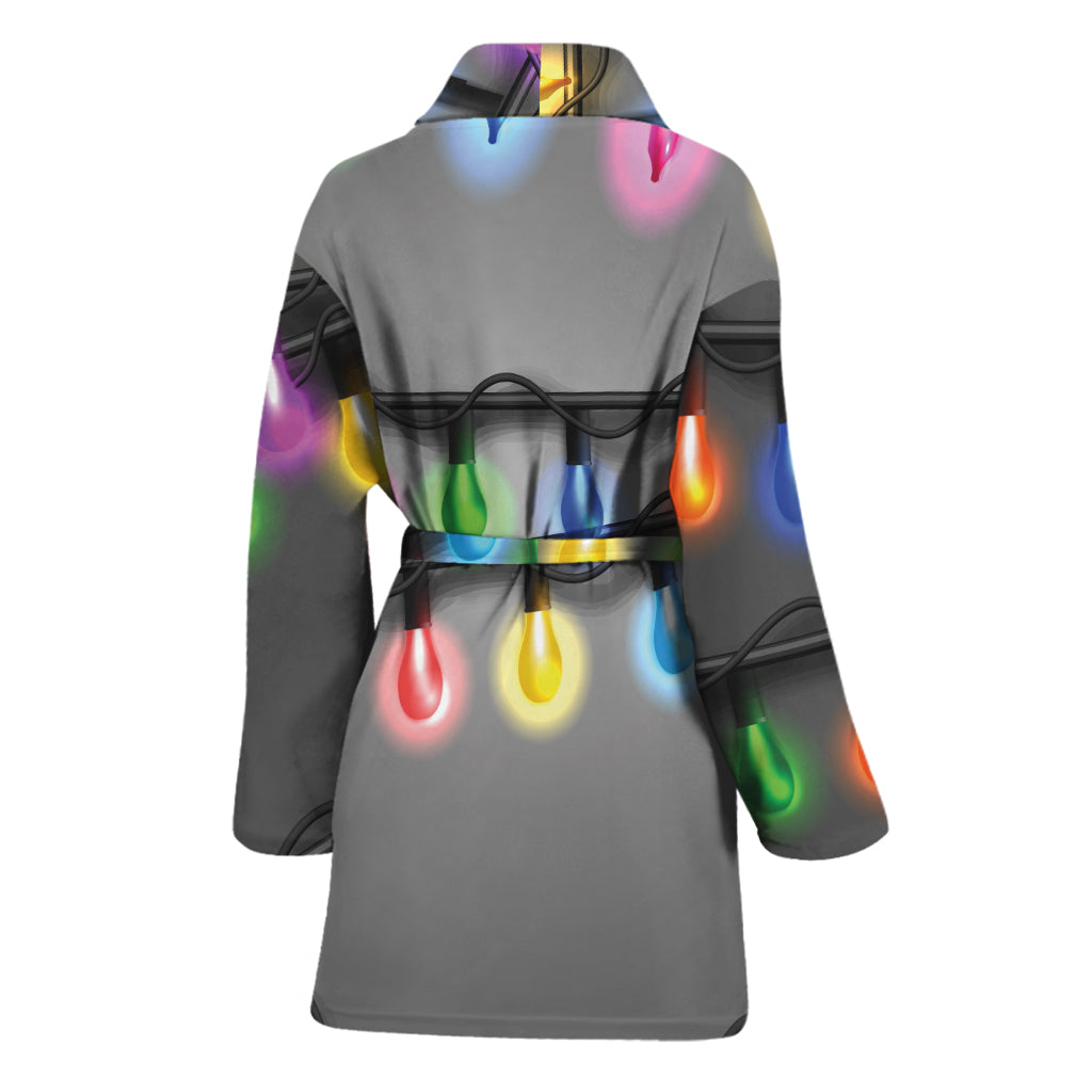 Christmas Holiday Lights Print Women's Bathrobe
