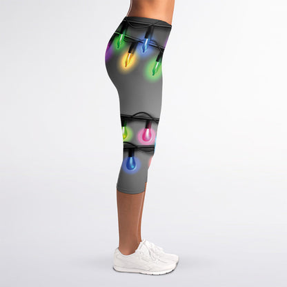 Christmas Holiday Lights Print Women's Capri Leggings