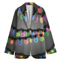 Christmas Holiday Lights Print Women's Cotton Blazer