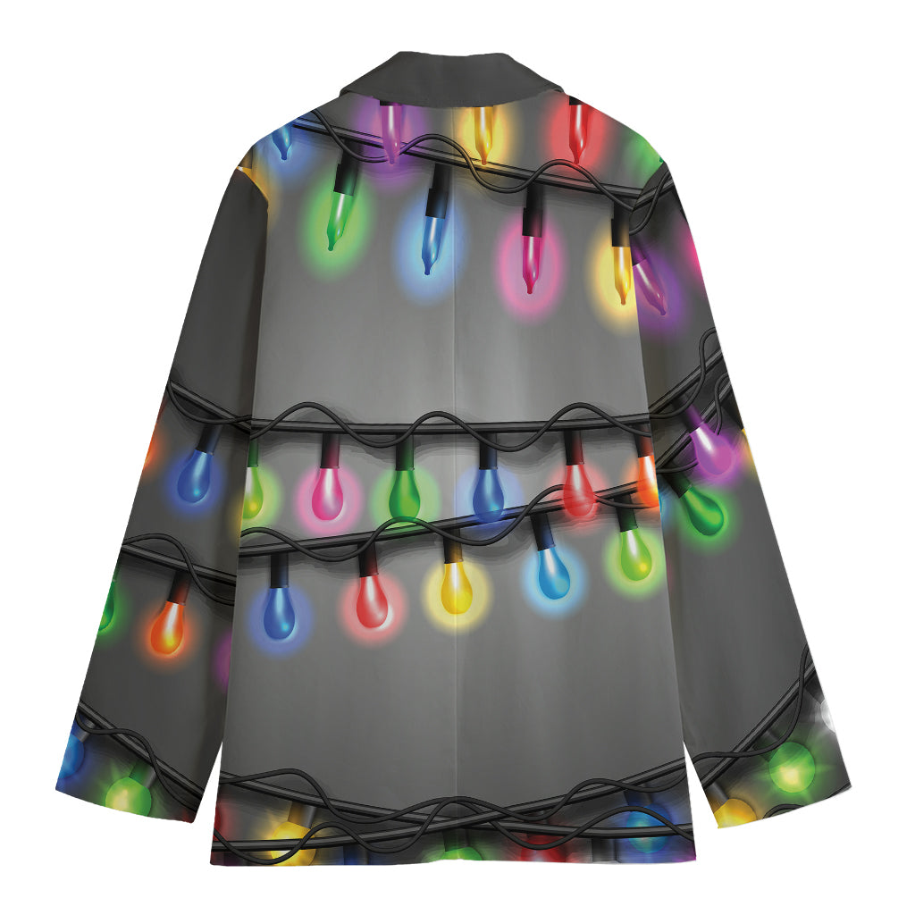 Christmas Holiday Lights Print Women's Cotton Blazer