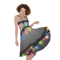 Christmas Holiday Lights Print Sleeveless Knee Length Dress