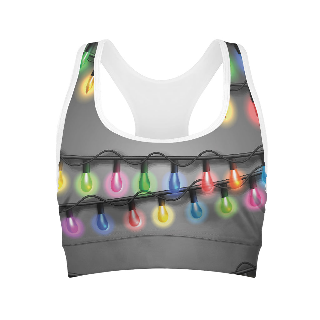 Christmas Holiday Lights Print Women's Sports Bra
