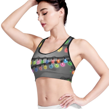 Christmas Holiday Lights Print Women's Sports Bra
