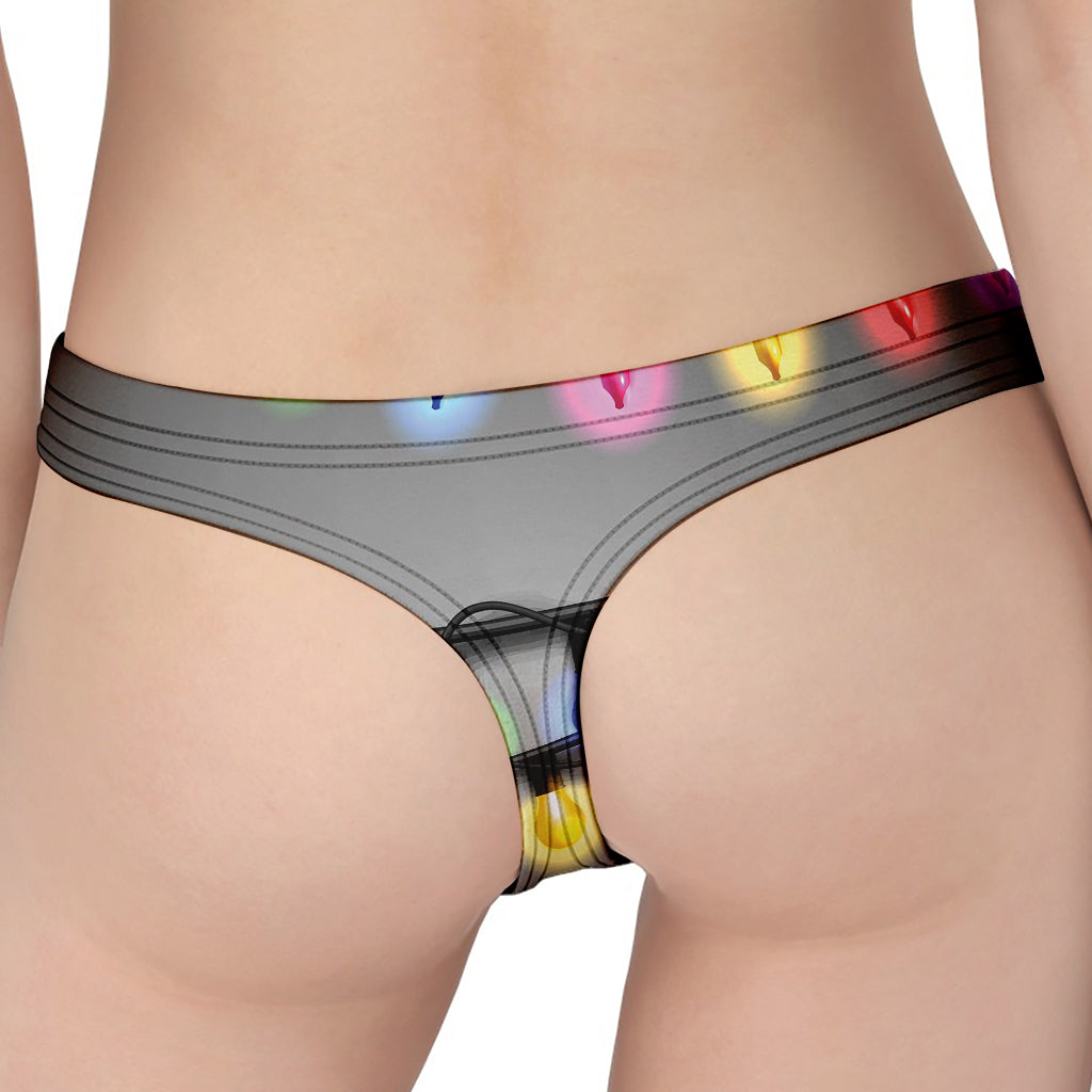 Christmas Holiday Lights Print Women's Thong