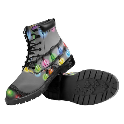Christmas Holiday Lights Print Work Boots