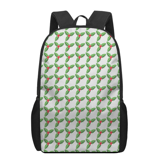 Christmas Holly Berry Pattern Print 17 Inch Backpack