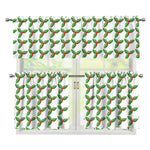 Christmas Holly Berry Pattern Print 3 Piece Kitchen Curtains