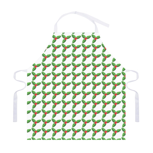 Christmas Holly Berry Pattern Print Adjustable Apron