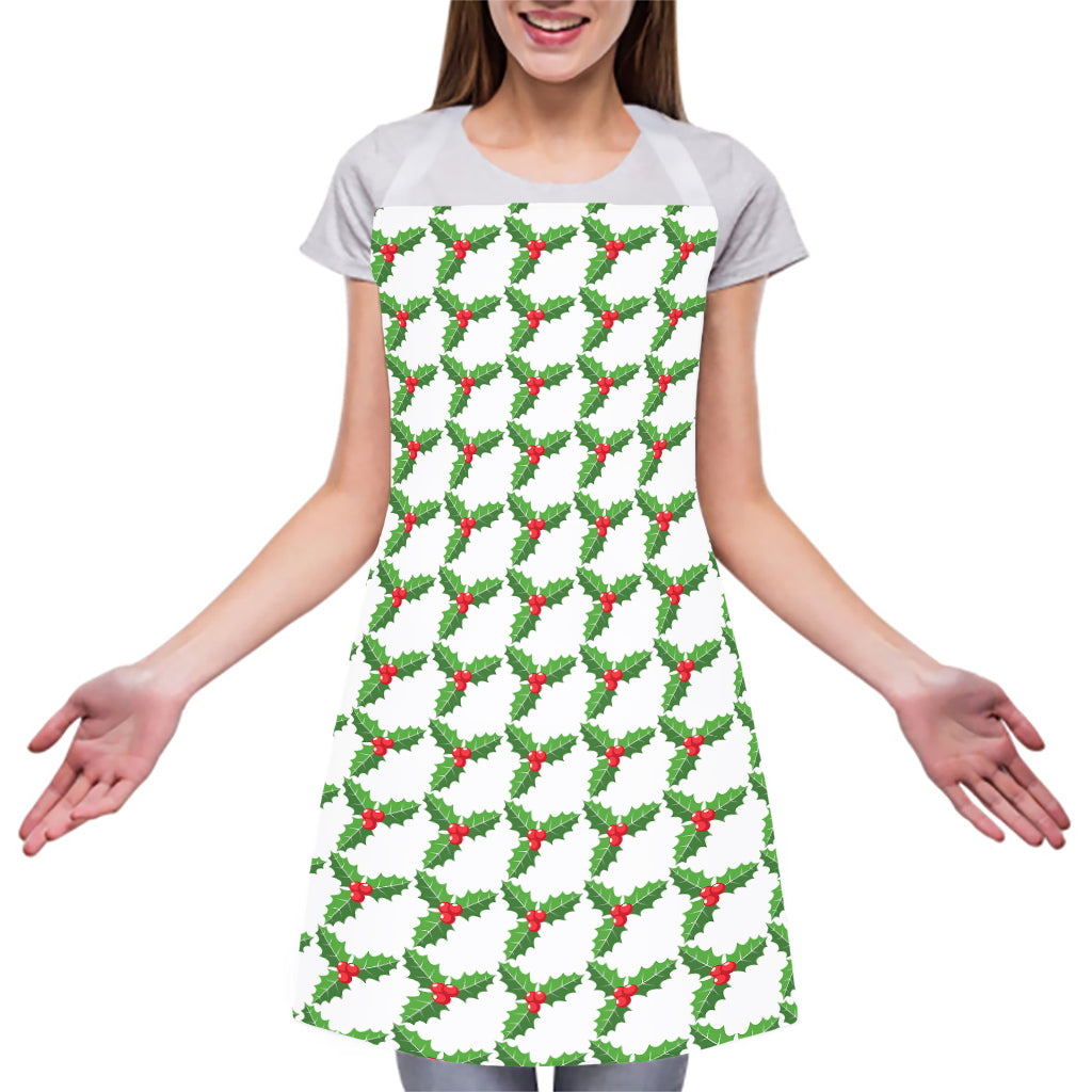 Christmas Holly Berry Pattern Print Adjustable Apron