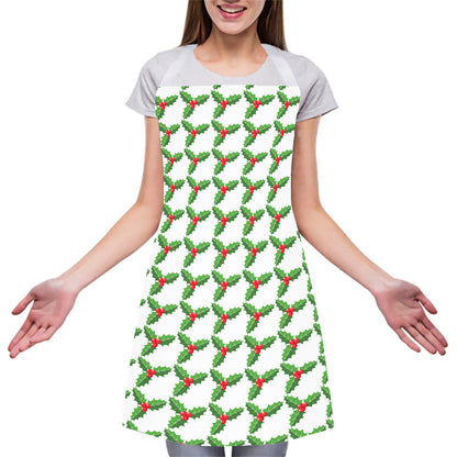 Christmas Holly Berry Pattern Print Adjustable Apron