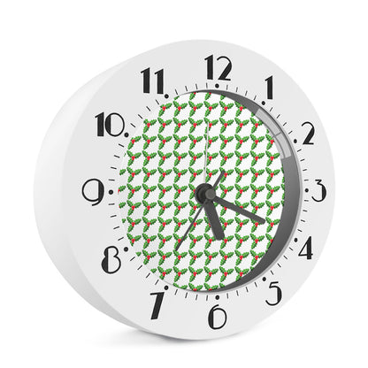 Christmas Holly Berry Pattern Print Alarm Clock