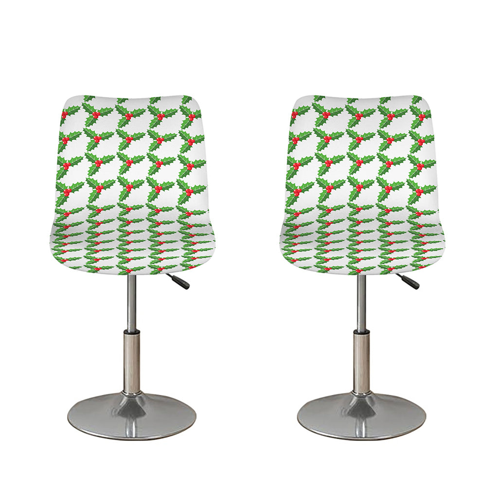 Christmas Holly Berry Pattern Print Bar Stool Covers