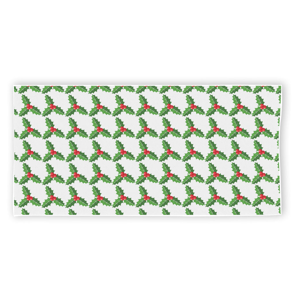 Christmas Holly Berry Pattern Print Beach Towel