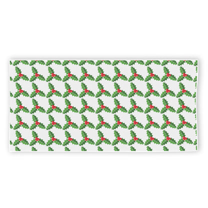 Christmas Holly Berry Pattern Print Beach Towel