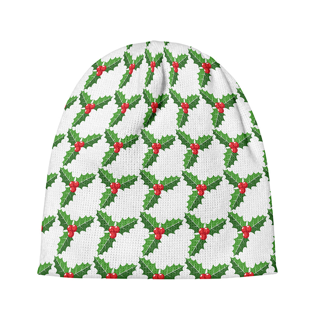 Christmas Holly Berry Pattern Print Beanie