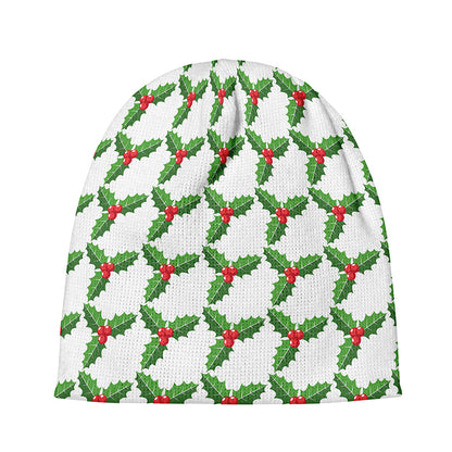 Christmas Holly Berry Pattern Print Beanie