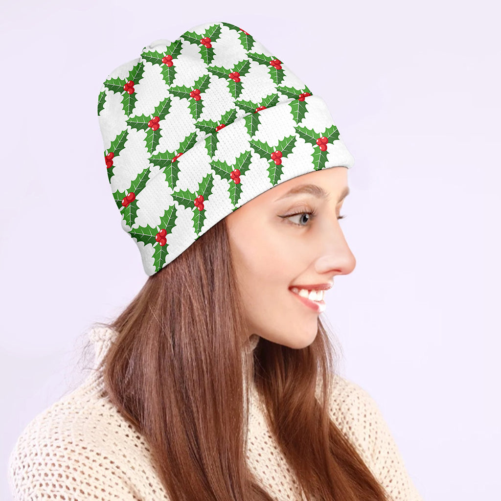Christmas Holly Berry Pattern Print Beanie