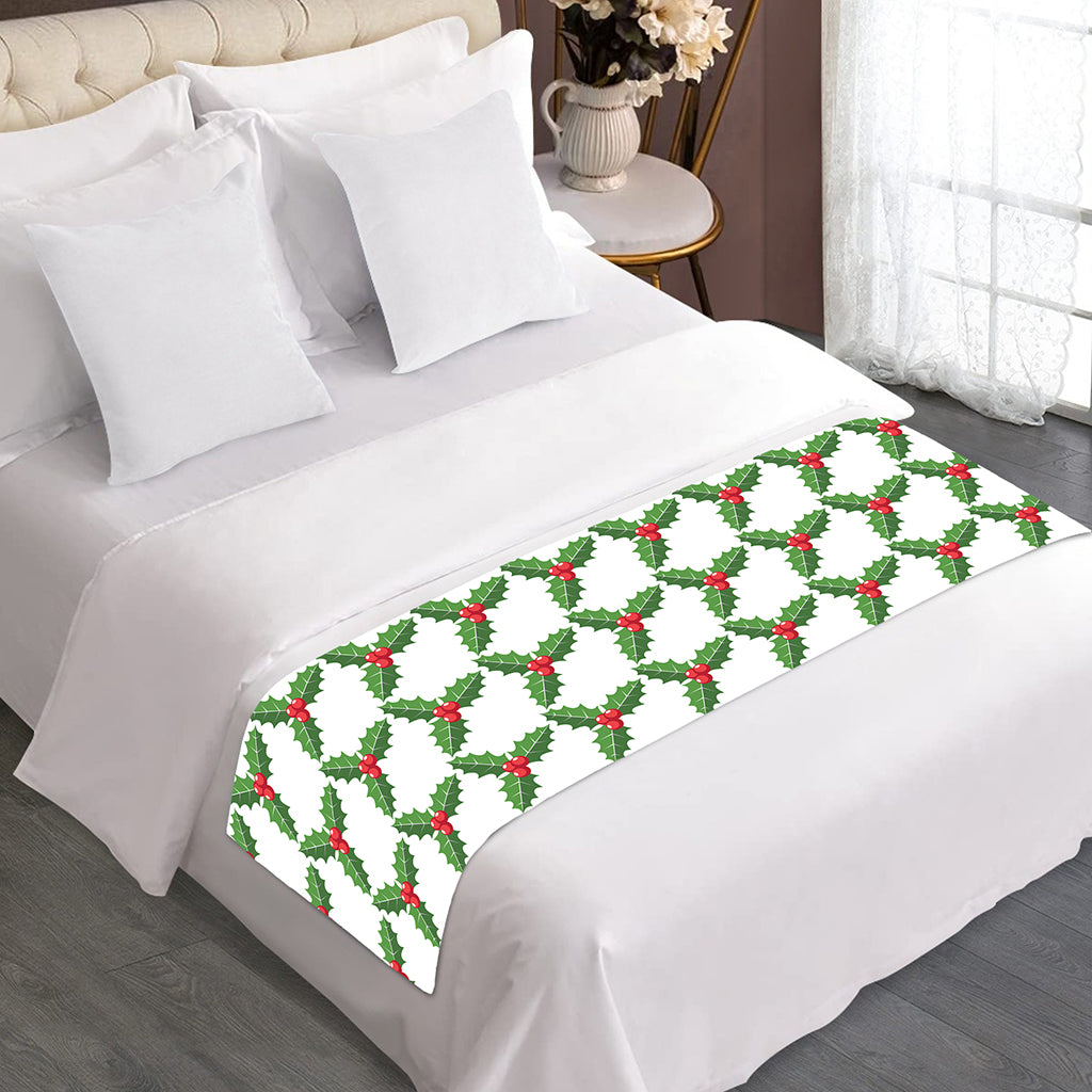 Christmas Holly Berry Pattern Print Bed Runner