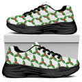 Christmas Holly Berry Pattern Print Black Chunky Shoes