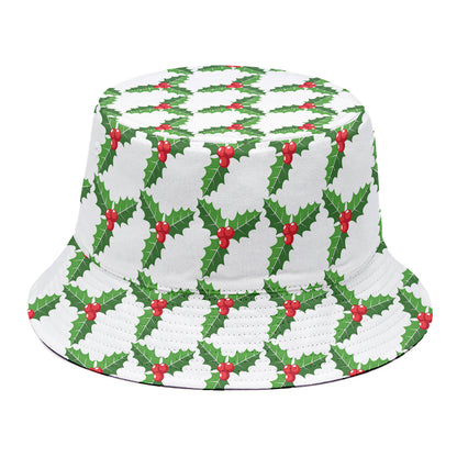 Christmas Holly Berry Pattern Print Bucket Hat
