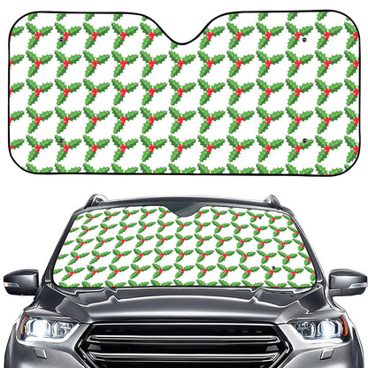Christmas Holly Berry Pattern Print Car Windshield Sun Shade