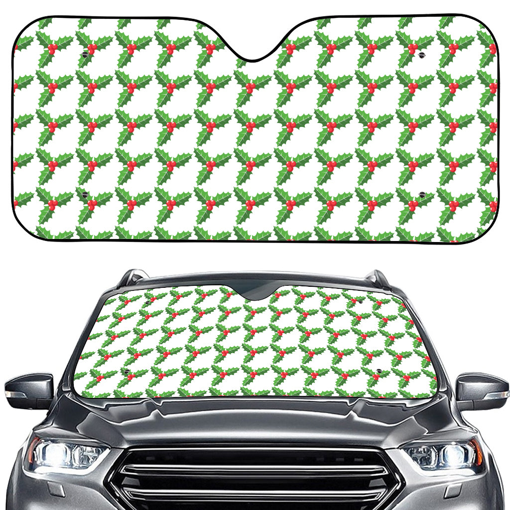 Christmas Holly Berry Pattern Print Car Windshield Sun Shade