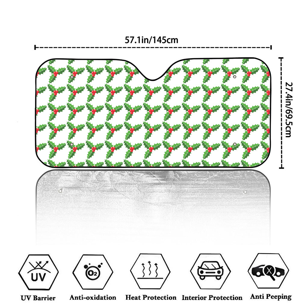 Christmas Holly Berry Pattern Print Car Windshield Sun Shade