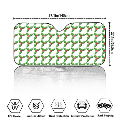 Christmas Holly Berry Pattern Print Car Windshield Sun Shade