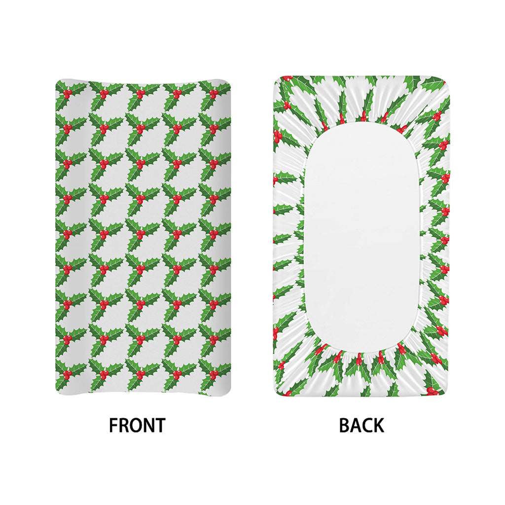Christmas Holly Berry Pattern Print Changing Pad Cover