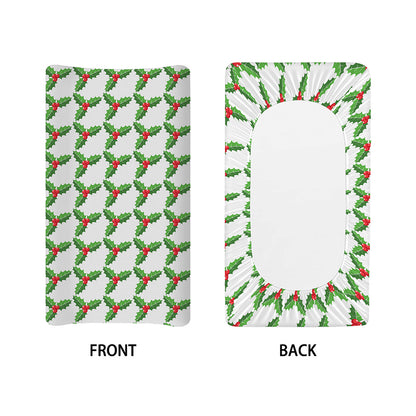 Christmas Holly Berry Pattern Print Changing Pad Cover