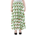 Christmas Holly Berry Pattern Print Chiffon Maxi Skirt