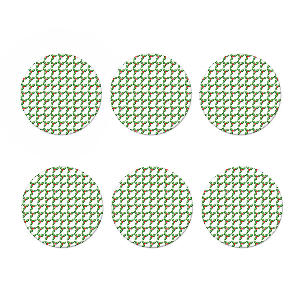 Christmas Holly Berry Pattern Print Coaster Set