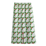 Christmas Holly Berry Pattern Print Cotton Front Slit Maxi Skirt
