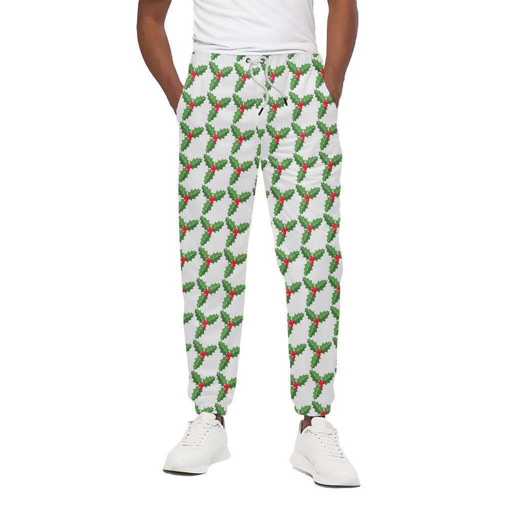 Christmas Holly Berry Pattern Print Cotton Pants