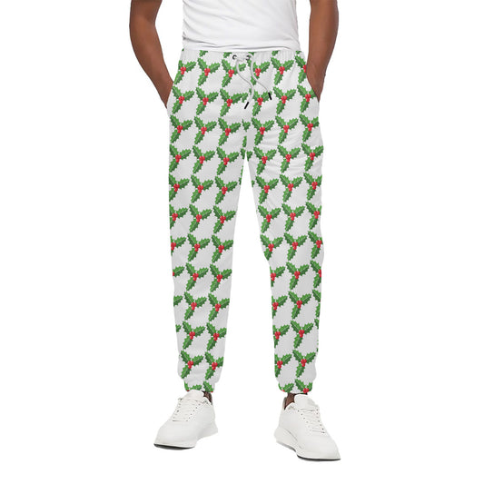Christmas Holly Berry Pattern Print Cotton Pants