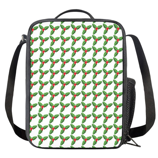 Christmas Holly Berry Pattern Print Crossbody Lunch Bag