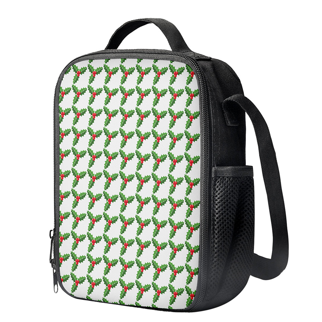 Christmas Holly Berry Pattern Print Crossbody Lunch Bag