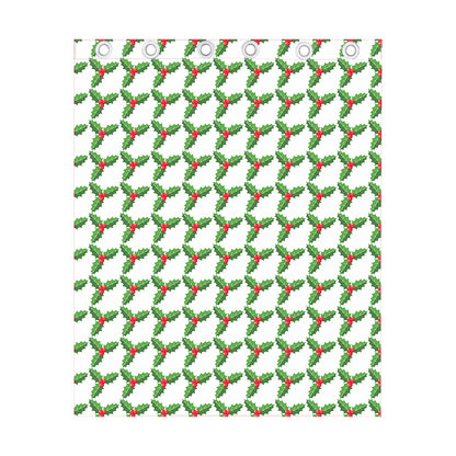 Christmas Holly Berry Pattern Print Curtain
