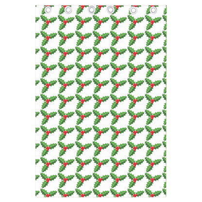 Christmas Holly Berry Pattern Print Curtain