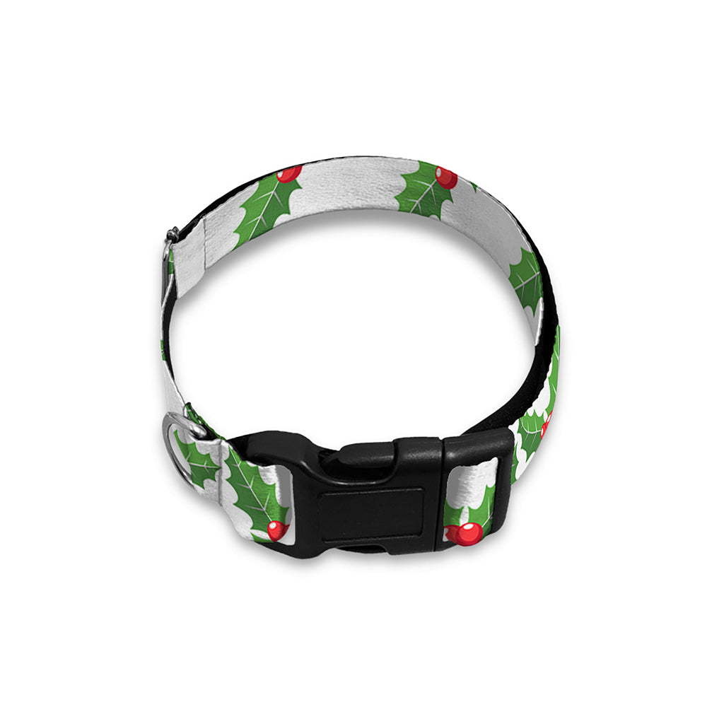 Christmas Holly Berry Pattern Print Dog Collar