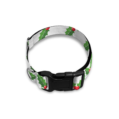 Christmas Holly Berry Pattern Print Dog Collar