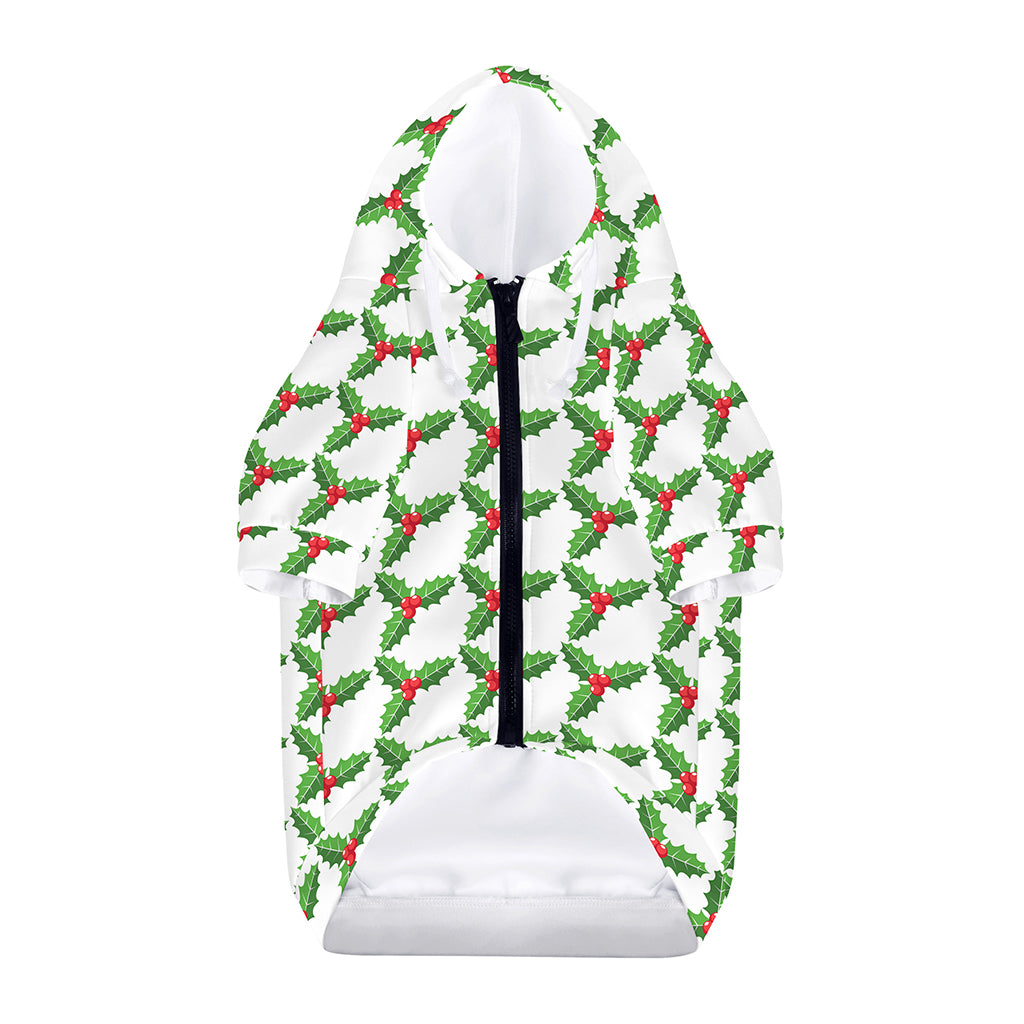 Christmas Holly Berry Pattern Print Dog Zip Up Hoodie