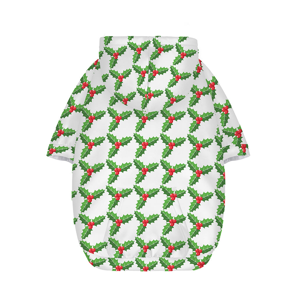 Christmas Holly Berry Pattern Print Dog Zip Up Hoodie
