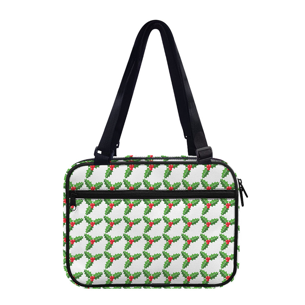 Christmas Holly Berry Pattern Print Double Strap Bible Bag
