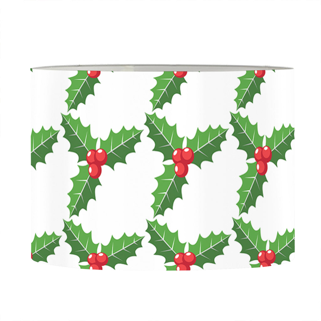Christmas Holly Berry Pattern Print Drum Lamp Shade